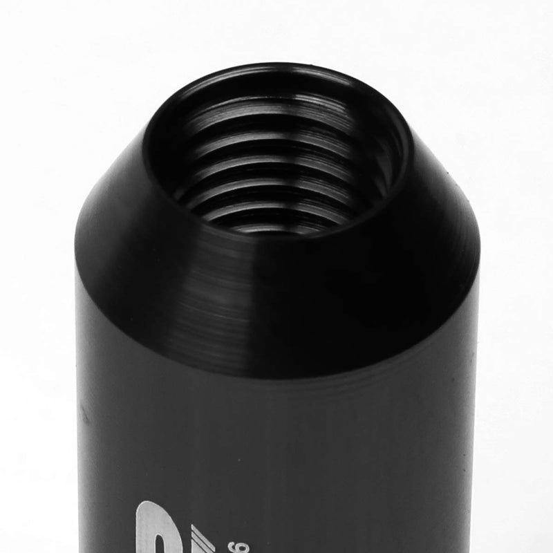 J2 Engineering 16Pcs 7075 Aluminum Open End M12 x 1.5 Lug Nuts w/4Pcs Lock Nuts & Key, Black, Fit Conical Seat, LN-T7-010-15-BK - Image 5